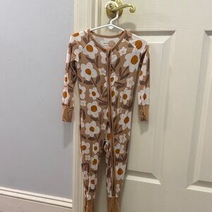 Little Sleepies Brown and Orange Floral Footie